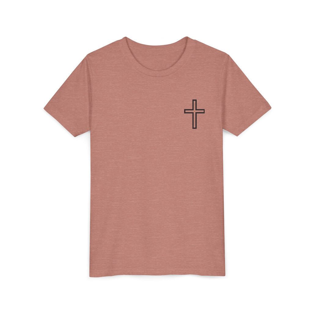 Youth Cross Chest Tee — Minimal Christian Kids Shirt