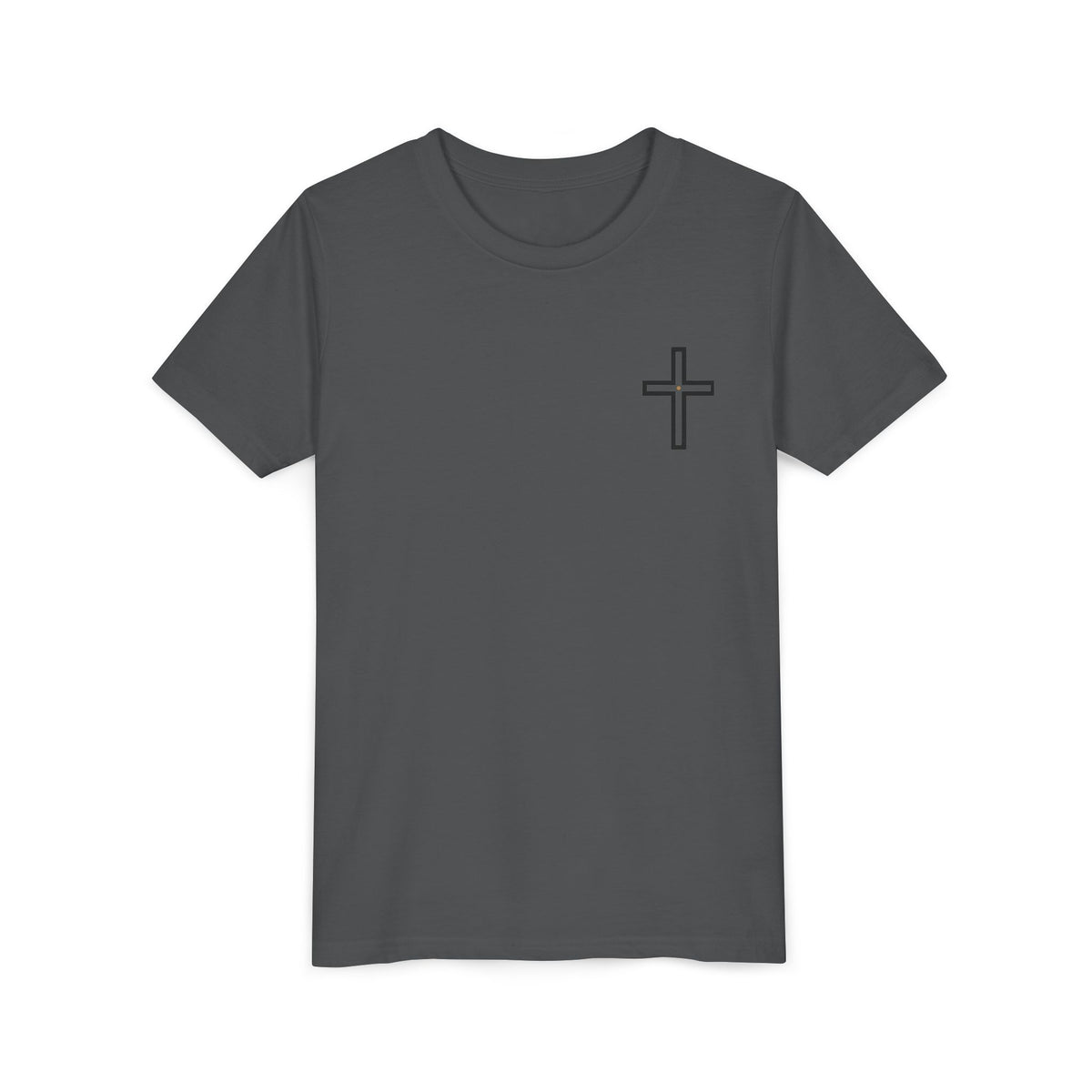 Youth Cross Chest Tee — Minimal Christian Kids Shirt