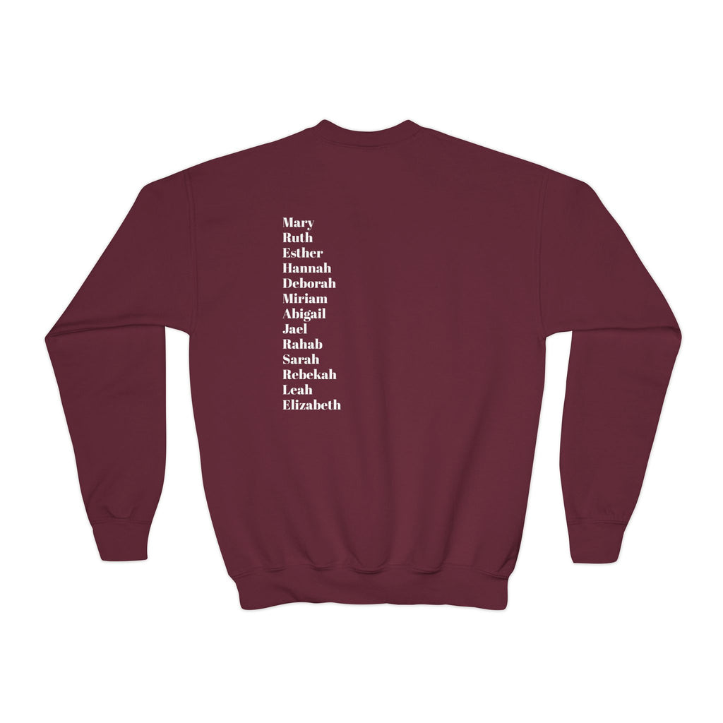 youth crewneck sweatshirt women of scripture