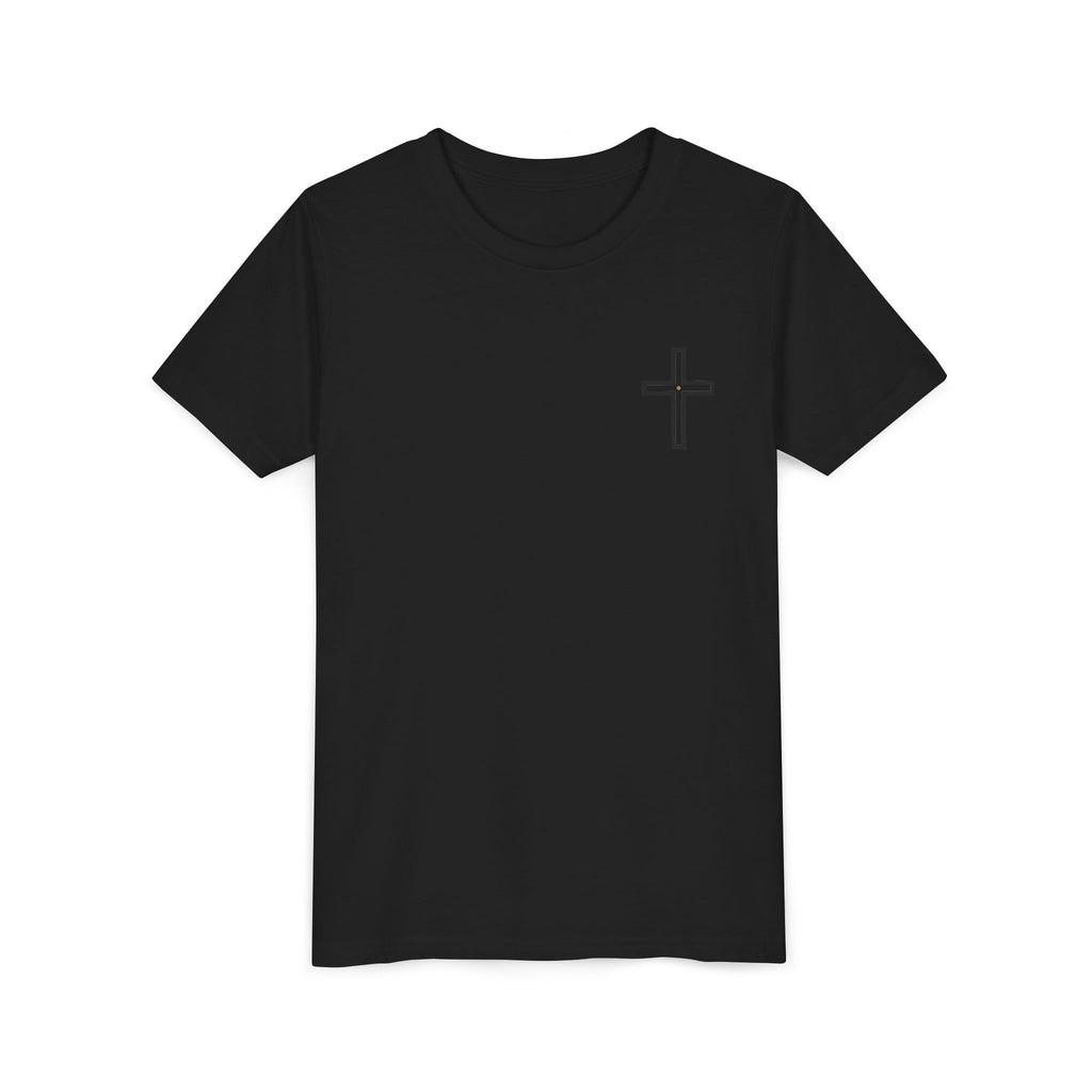 Youth Cross Chest Tee — Minimal Christian Kids Shirt
