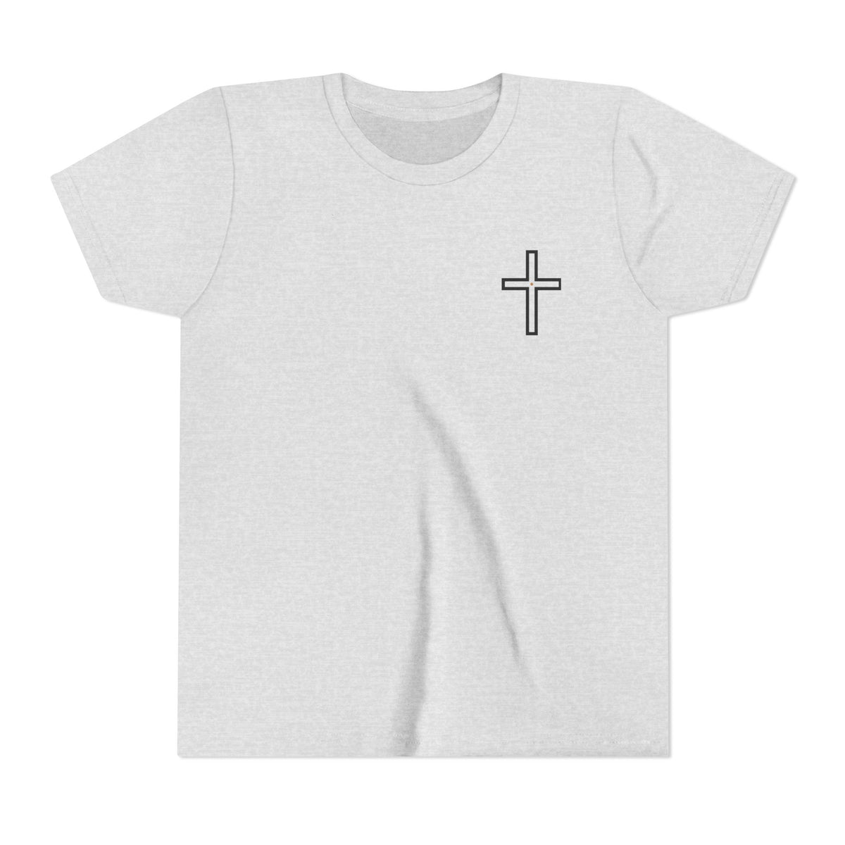 Youth Cross Chest Tee — Minimal Christian Kids Shirt
