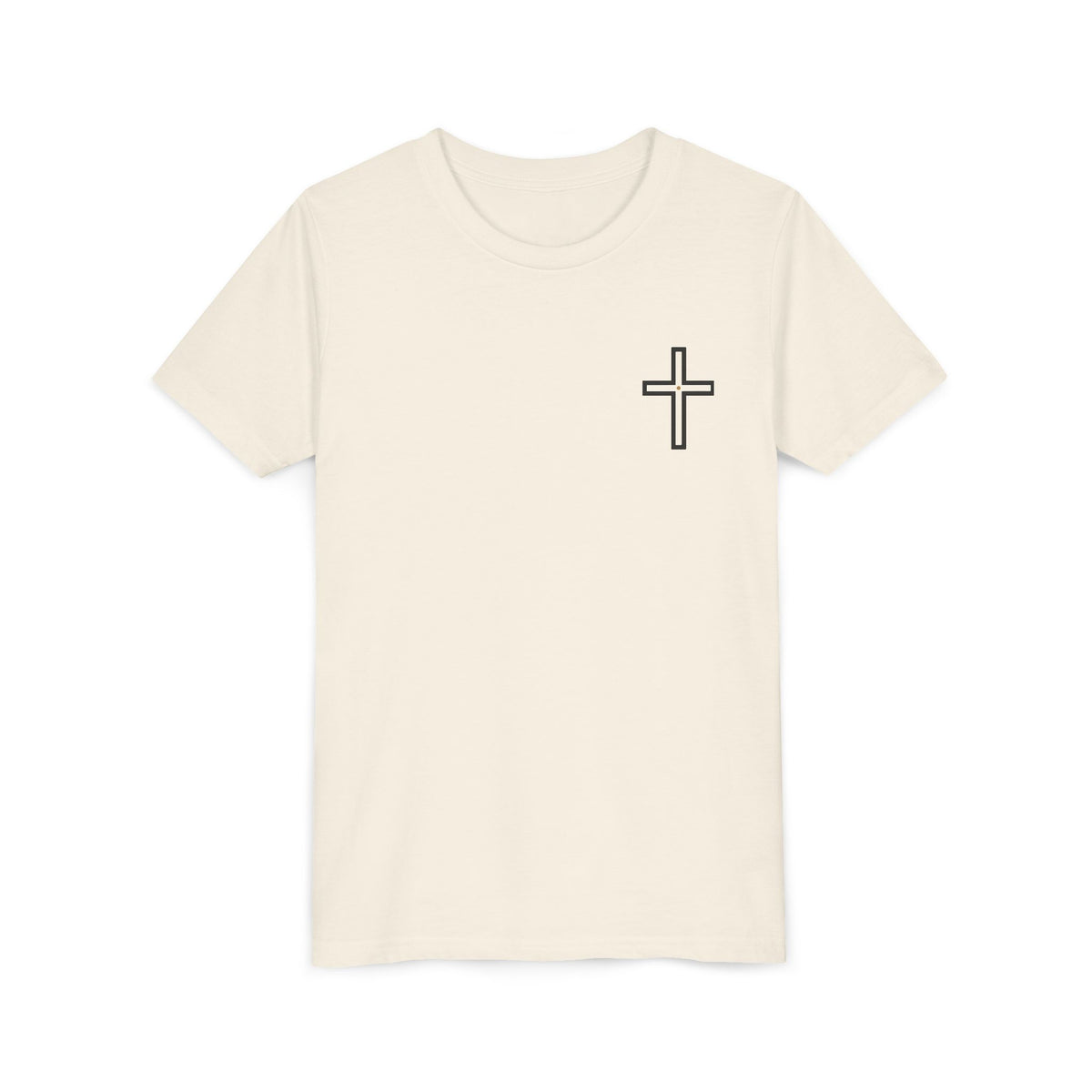 Youth Cross Chest Tee — Minimal Christian Kids Shirt