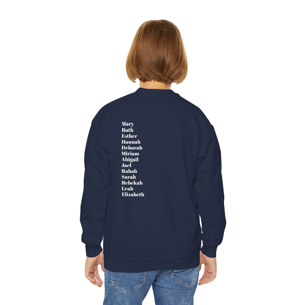 youth crewneck sweatshirt women of scripture