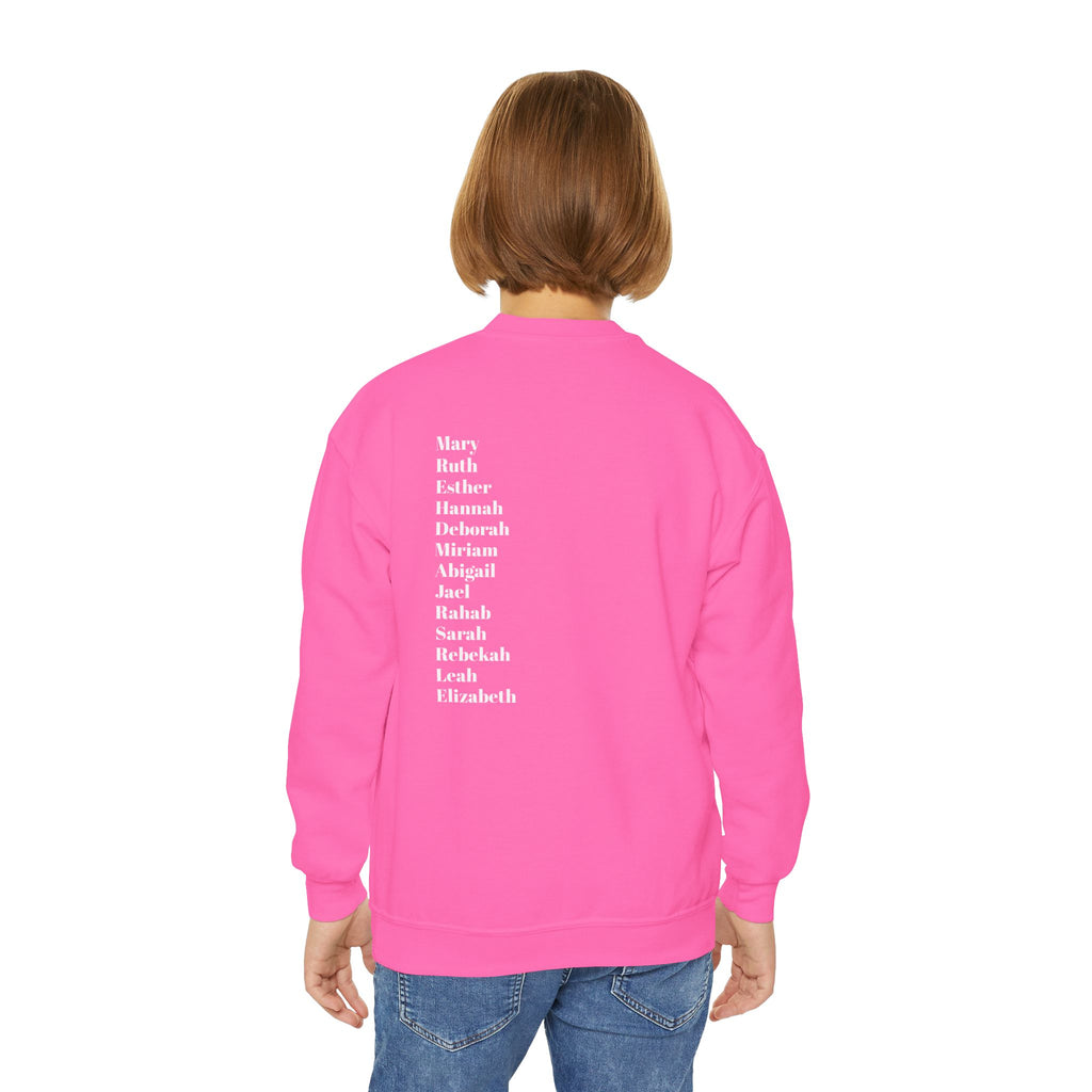 youth crewneck sweatshirt women of scripture
