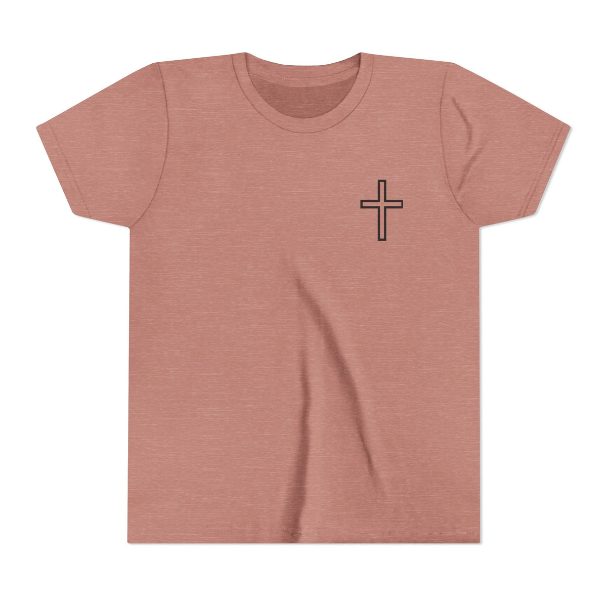 Youth Cross Chest Tee — Minimal Christian Kids Shirt