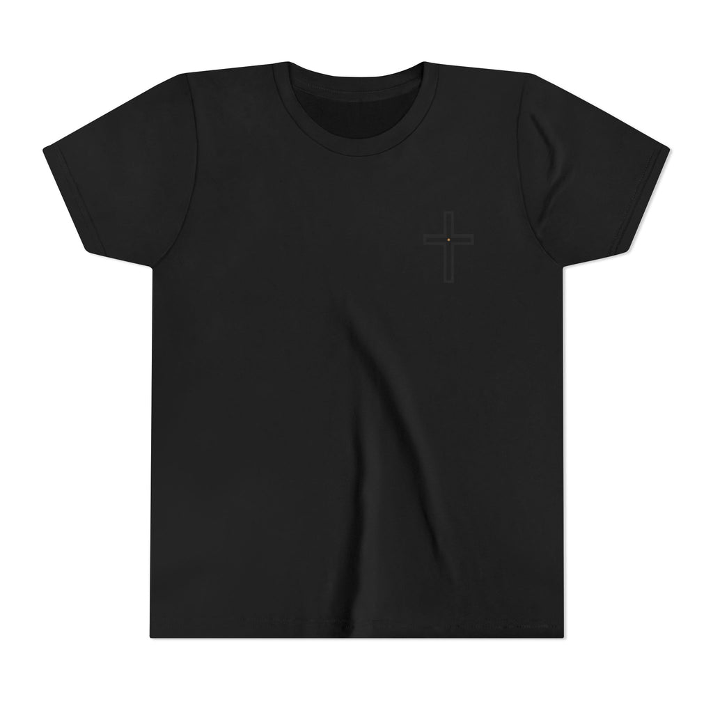 Youth Cross Chest Tee — Minimal Christian Kids Shirt