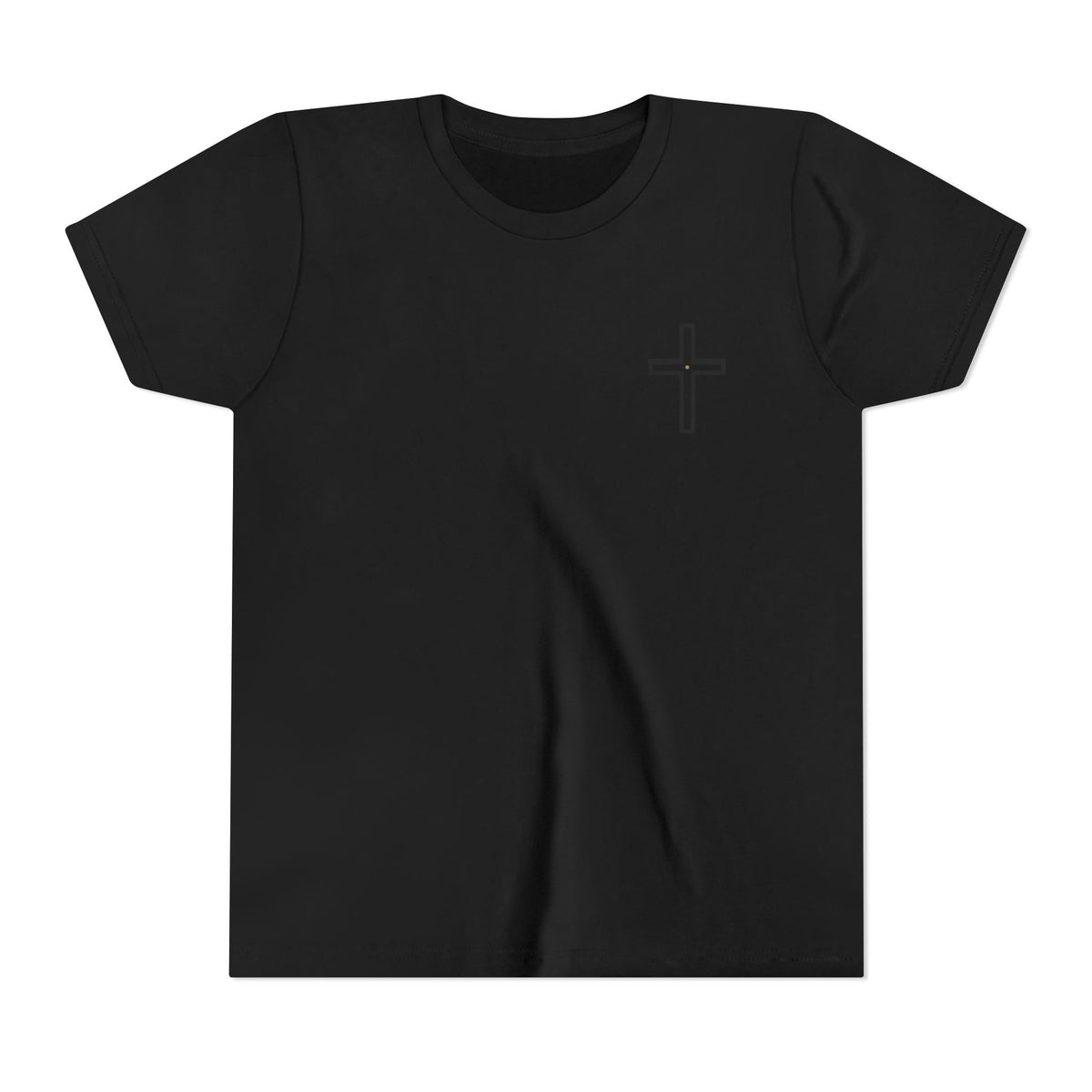 Youth Cross Chest Tee — Minimal Christian Kids Shirt