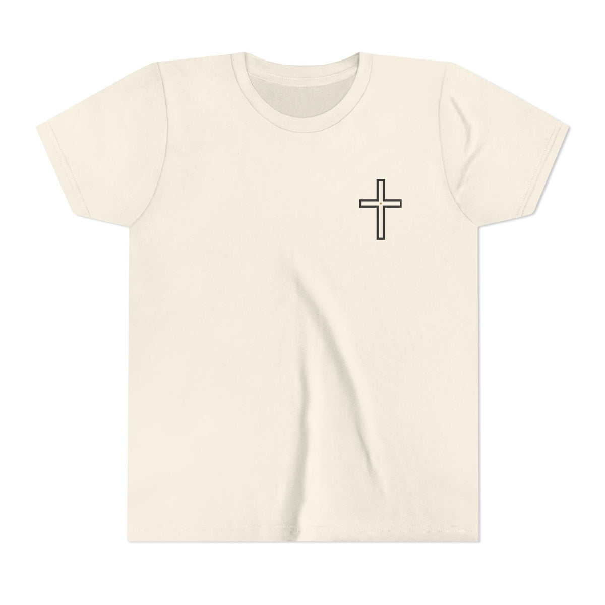 Youth Cross Chest Tee — Minimal Christian Kids Shirt