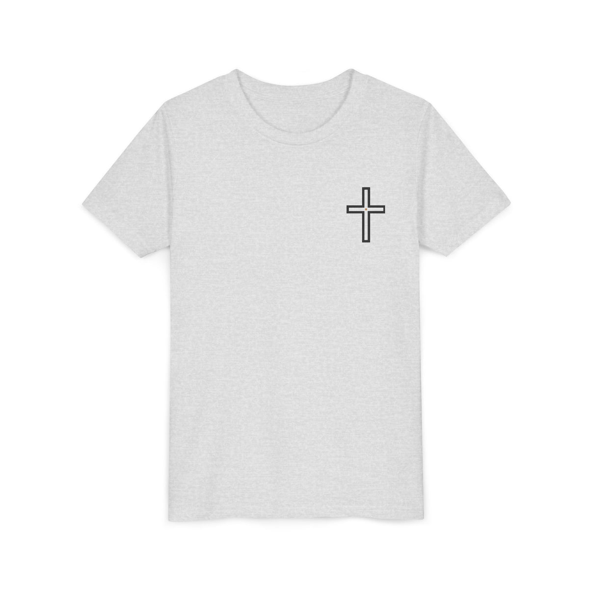 Youth Cross Chest Tee — Minimal Christian Kids Shirt