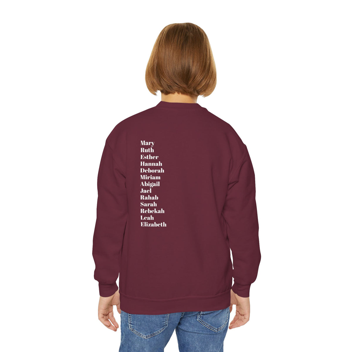 youth crewneck sweatshirt women of scripture