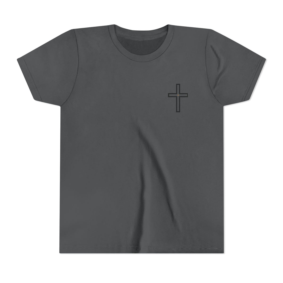 Youth Cross Chest Tee — Minimal Christian Kids Shirt